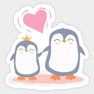 cute penguins in love Sticker